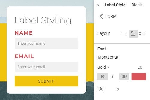 How to stylize the Contact Form's labels