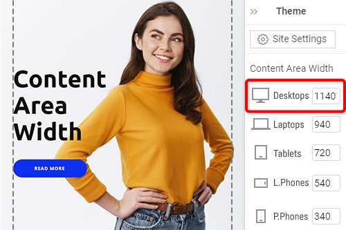 How to change the Content Area Width