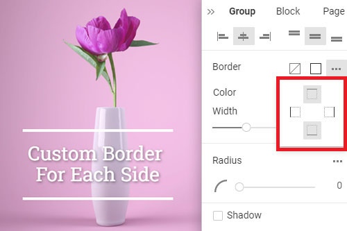 How to show the Border for separate sides for a website element