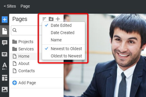 How to sort pages in the Quick Access Pages Panel