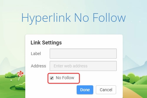 How to set the No Follow parameter for Links on a web page