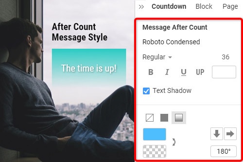 How to stylize the After Count Message for a countdown