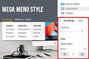 Style de méga menu