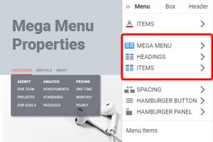 Vlastnosti Mega Menu