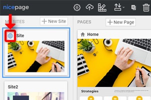 Symbol für veröffentlichte Websites anzeigen