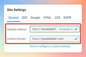 Site Ayarlarında Özel Alan Adı
