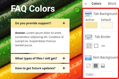 How to change the Colors of the FAQ element