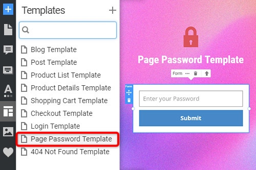 Как изменить шаблон пароля страницы