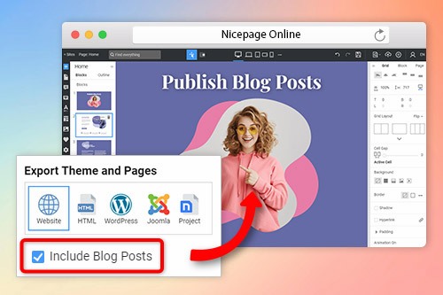 Jak publikovat blogové příspěvky na hostingu Nicepage