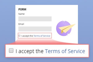 Casilla de verificación Aceptar términos