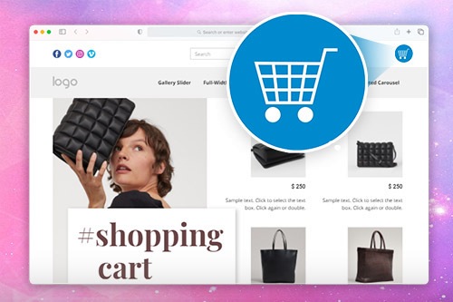 A Bevásárlókosár ikon elem használata egy online áruházban