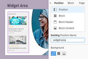 Widget-Bereich und Positionselement
