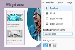 Area del widget e elemento di posizione