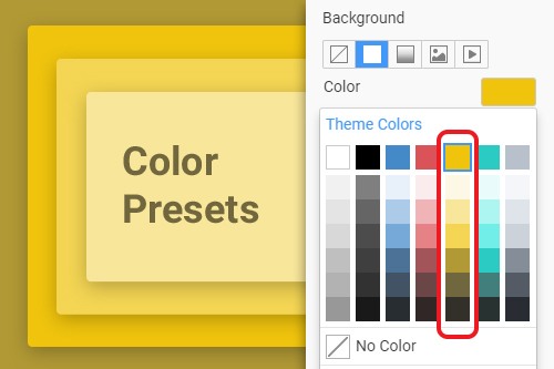 How to use the Color Presets to fill elements
