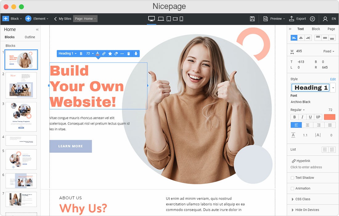 Create any website with powerful website builder