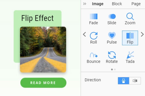 How to use the Flip animation effect on scroll