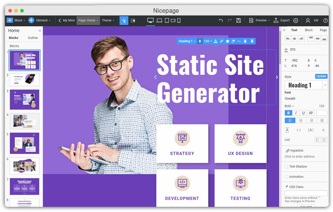 Skapa dina webbplatser med webbplatsgenerator