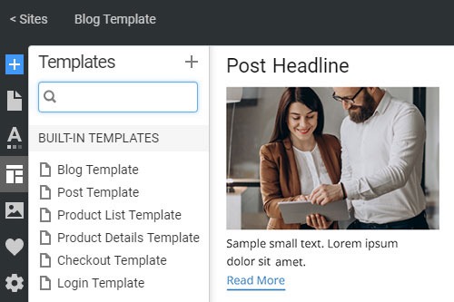 How to edit templates for a website theme on the Templates Panel