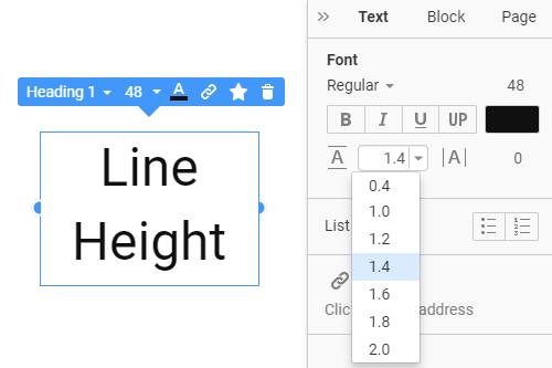 How to change the Line Height of the Text element on a web page