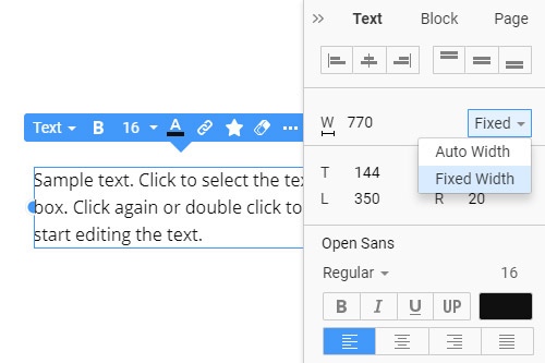 How to make the Text auto or fixed width on a web page